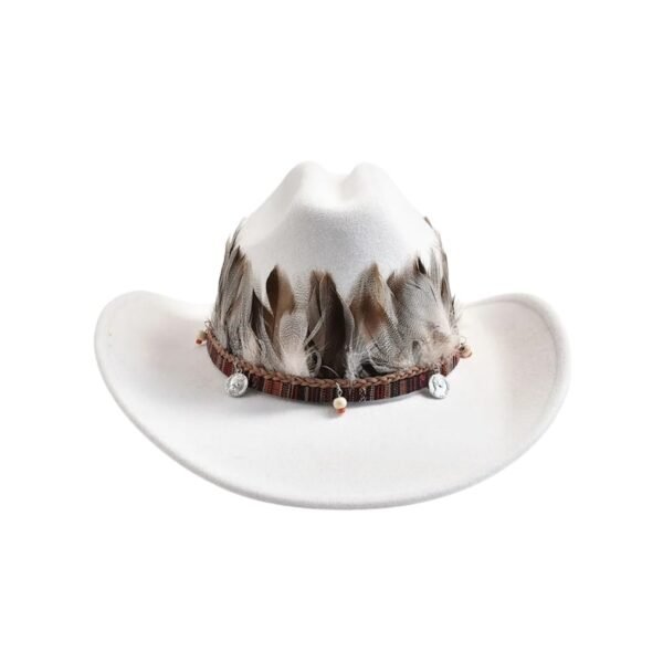Chapeau Country Plume Blanc